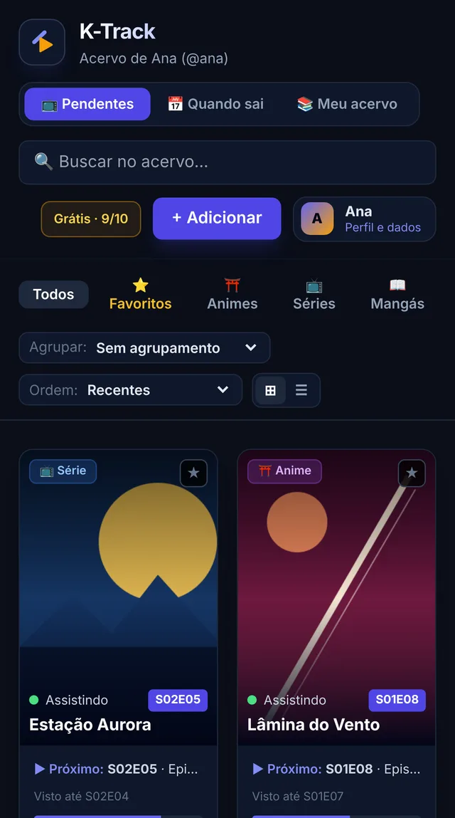O K-Track no celular